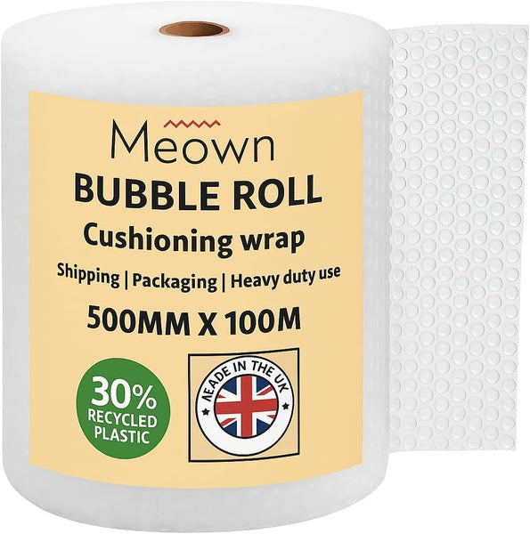 Bubble Roll Wrap 500mm x 100m, Large Protective Packaging Wrap for Moving, Shipping & Storage