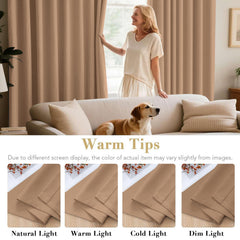 2pcs Full Blackout Curtains, 100% Polyester Fabric, Privacy Protected, Sound proof, Energy saving Grommet Top Curtains for Bedrooms, Living Room, Home Decor & Room Decor