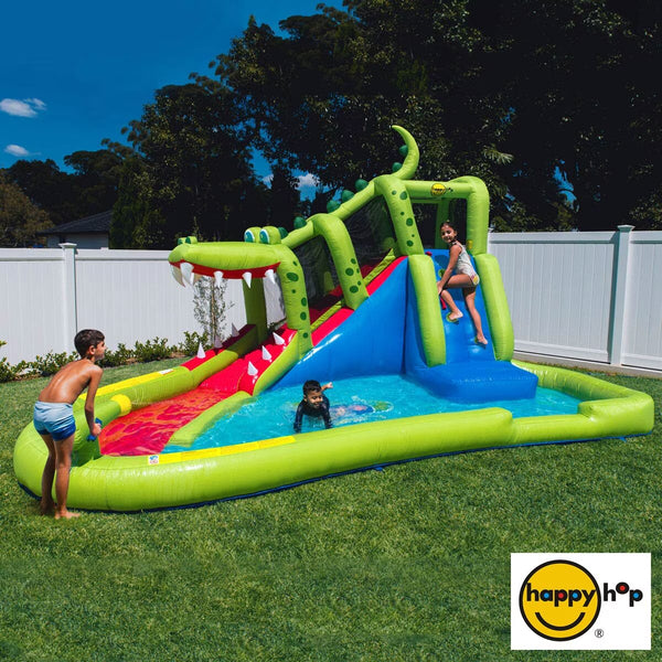 Happy Hop Crocodile Cave Adventure Inflatable Waterslide (3+ Years)