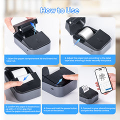 PM260B Portable Wireless Thermal Label Maker - 203DPI HD Printing, 1200mAh Long Battery, Auto-Calibration, Compatible with Mobile & Computer Systems, for Home Storage / Office Organization / Personal Item Sorting (Labels Included)