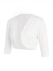 Female Cardigan Coat, Solid Color Long Sleeve Short Jacket Crop Tops for Spring Fall, Yellow/Purple/White/Black/Red