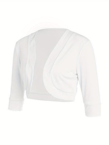Female Cardigan Coat, Solid Color Long Sleeve Short Jacket Crop Tops for Spring Fall, Yellow/Purple/White/Black/Red