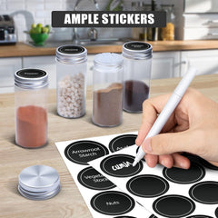 1Set Rotating Spice Rack with Glass Containers - 20pcs Refillable Spice Jars, Black Lids & Labels, Wall-Mounted Kitchen Organizer for Spices, Herbs, and Seasonings, Space-Saving Design for Countertop or Pantry, Spice Jars for Kitchen, Countertop Storage,