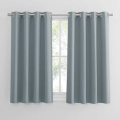 PONY DANCE Grey Blackout Thermal Insulated Curtains for Bedroom, 46 X 54 Inch Short Eyelet Curtains & Drapes, Soft Black Out 2 Panels for Window Living Room/Kitchen