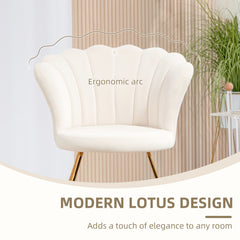 Modern Armchair, Velvet Tufted Accent Chair with Lotus Backrest, Occasional Chair with Steel Legs for Living Room, Bedroom