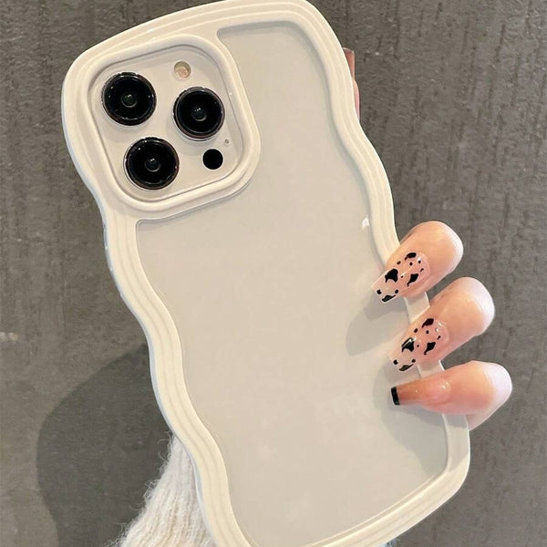 Wavy Clear White Case For iPhone 17 16 15 14 13 12 11 Pro Max Shockproof Cover