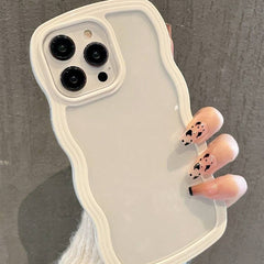 Wavy Clear White Case For iPhone 17 16 15 14 13 12 11 Pro Max Shockproof Cover