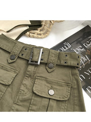 Women's High Waist Cargo Skort with Belt & Built-In Shorts - -Line Mini Skirt, Belted Waistband, Machine Washable Short Length Suitable for,, Casual Attire - Casual Streetwear Outfits