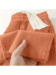Pure Linen Wide-leg Pants for Women in Summer 2025, Straight Casual Long Pants, Fashionable and Versatile, Loose and Thin Style