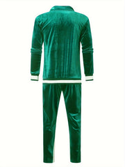 Men'S Velour Tracksuit Sweatsuit Set Jogging Suits Full Zip Casual Jackets Pants 2pcs Outfit Athletic Workout
