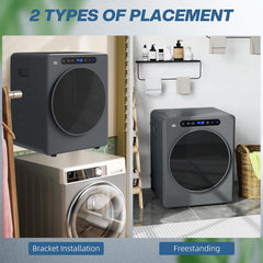 HOMCOM 4Kg Vented Tumble Dryer, 1000W Compact Freestanding Front Tumble Dryer with Stainless Steel Tub, Timer, 6 Heat Settings, Small Portable Clothes Drying Machine, Grey
