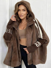 Women'S Fashion Casual Loose Hooded Patchwork Coat for Autumn 2025