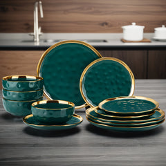 12pcs Porcelain Dinnerware Sets with Dinner Plate, Dessert Plates And Cereal Bowls, Service for 4