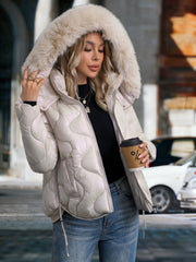 Women's Winter Jacket with Hood & Collar - Puffer Coat, Elegant Warm Outerwear for Cold Weather, Hand Washable Coats (No Belt/Hem Adjustments) - Casual to, Winter Coats For Women,