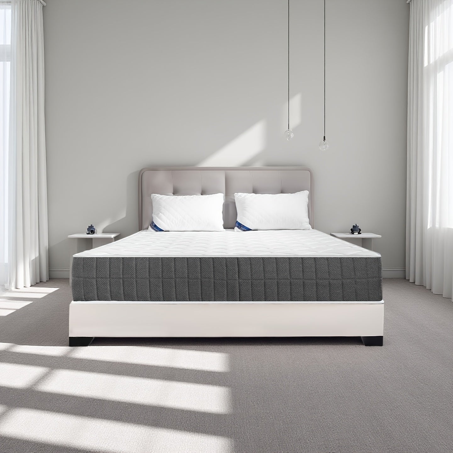 20Cm Medium-Firm Spring Hybrid Double Mattress Featuring Silent Innerspring And Pocket Springs for Comfortable Sleep, Available in All Sizes - Single/Small Double/Double, Mattress Delivered in a Box