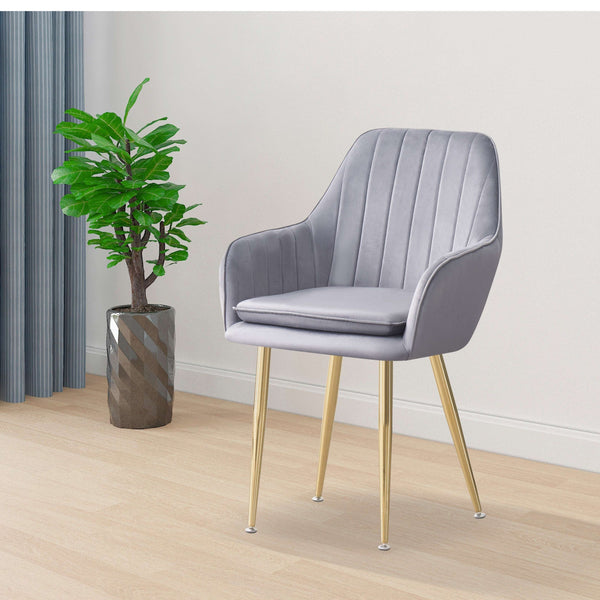 MOF Velvet Dining Chairs Kitchen Chairs Living Room Chairs with Sturdy Metal Legs Reception Chairs with Backrest and Padded Seat