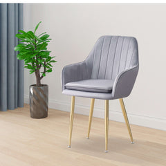 MOF Velvet Dining Chairs Kitchen Chairs Living Room Chairs with Sturdy Metal Legs Reception Chairs with Backrest and Padded Seat