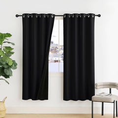 PONY DANCE Grey Blackout Thermal Insulated Curtains for Bedroom, 46 X 54 Inch Short Eyelet Curtains & Drapes, Soft Black Out 2 Panels for Window Living Room/Kitchen