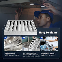 Stainless Steel Kitchen Exhaust Hood with Grease Baffle Filter - Modern, Sleek Design for Efficient Airflow and Easy Maintenance, Ideal for Home and Commercial Use, Commercial Kitchen Hood | Sleek Stainless Hood | Durable Kitchen Hood, Exhaust Fan