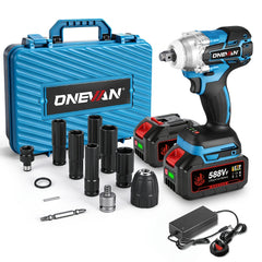 Brushless Electric Wrench, 1/2 Inch Impact Wrench Set,, with LED Work Light, 2 Forward Speeds, 2 Reverse Speeds, for Home DIY/Electric Tools Home DIY/Electric Tools, Furniture Installation Scaffolding Electric Tools, ONEVAN
