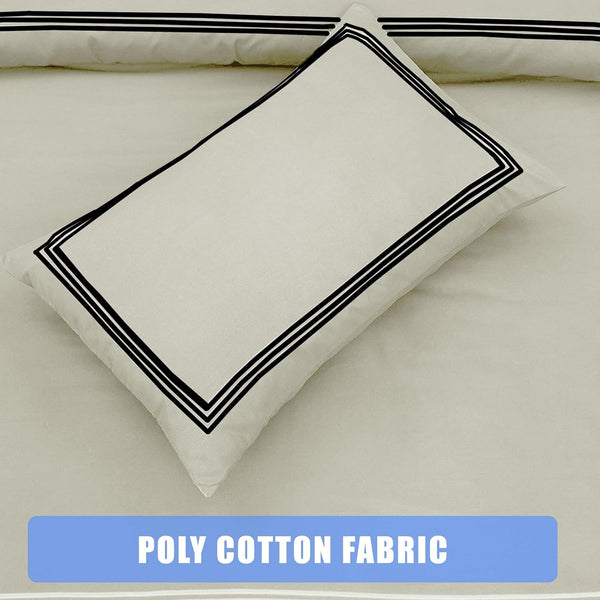 My Home Store Polycotton Bratta Duvet Cover Set - Our 3pc Soft stitch Embroidered button closure Quilt cover with matching Embroidered envelop closure Pillowcases | Breathable & Lightweight Duvet cover set