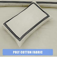 My Home Store Polycotton Bratta Duvet Cover Set - Our 3pc Soft stitch Embroidered button closure Quilt cover with matching Embroidered envelop closure Pillowcases | Breathable & Lightweight Duvet cover set