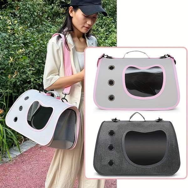 Large Pet Carrier Bag - Portable Folding Dog & Cat Travel Crate Cage with Zipper Closure, Spacious Interior, Front Door Window & Side Ventilation Mesh - Lightweight & Sturdy for Airplane, Car, Vet Visits - Safe & Comfortable Carrier for Medium Dogs, Cats,