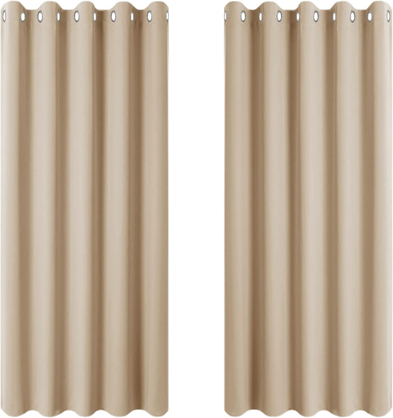 PONY DANCE Grey Blackout Thermal Insulated Curtains for Bedroom, 46 X 54 Inch Short Eyelet Curtains & Drapes, Soft Black Out 2 Panels for Window Living Room/Kitchen
