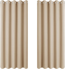 PONY DANCE Grey Blackout Thermal Insulated Curtains for Bedroom, 46 X 54 Inch Short Eyelet Curtains & Drapes, Soft Black Out 2 Panels for Window Living Room/Kitchen