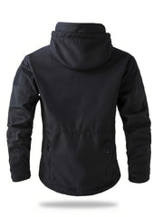 Men'S Winter Soft Shell Jacket with a Hood, Featuring Pockets And a Solid Color, Suitable for Outdoor Wear
