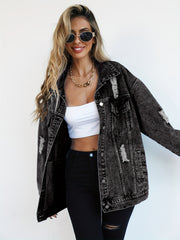 Women's Ripped Wide-Leg Denim Jacket