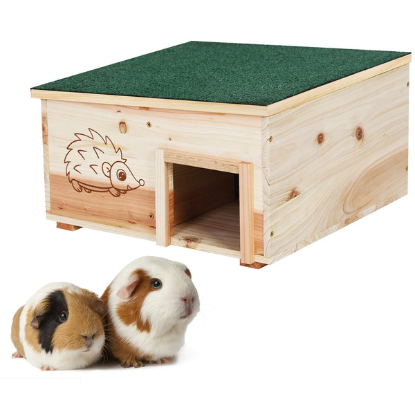 Wooden Hedgehog House: Hedgehog Hamster Habitat Shelter House Garden Nature Hibernation Feeding Box with Removable Roof