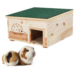 Wooden Hedgehog House: Hedgehog Hamster Habitat Shelter House Garden Nature Hibernation Feeding Box with Removable Roof