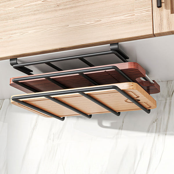 1 piece, black two-layer, no drilling cutting board rack, cabinet cutting board, cutting board storage rack, cabinet pull-out pot cover rack, sturdy and durable, strong load-bearing capacity, size: 26.5 cm W x 30 cm D x 6 cm H