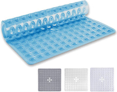 MOONLIGHT20015 Shower Bath Mat Non Slip anti Mould & Mildew with Strong Suction Cups Grip and Drain Holes Soft Rubber Shower Mats - PVC Bathroom Mat Machine Washable (70X38Cm, White)