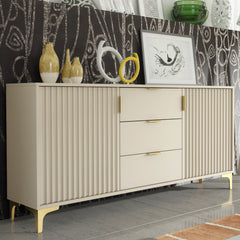 Tide Crest 140cm Modern Sideboard with Gold Accents and Storage