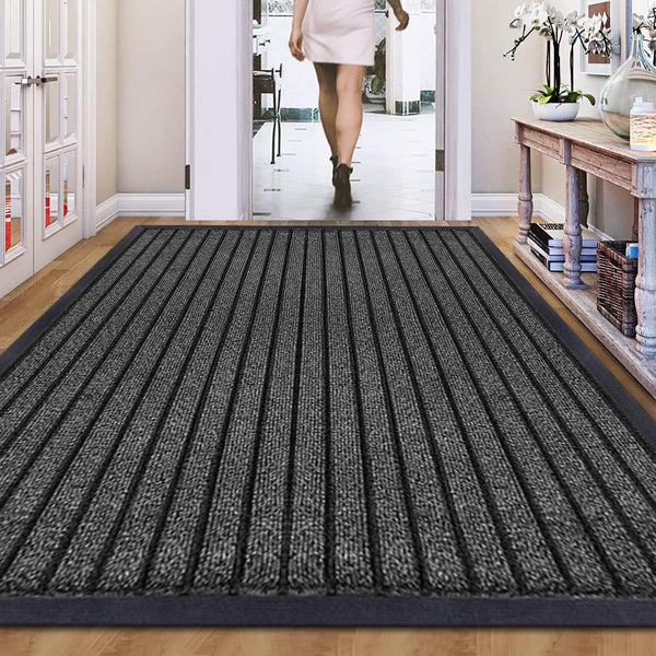 1pc Indoor/Outdoor Rug – 7 Stripe Polypropylene Woven Design with PVC Rubber Back – Heavy-Duty, Waterproof, Non-Slip Dirt-Grabber – Ideal for Entrance, Hallway, Kitchen, Living Room & High-Traffic Areas