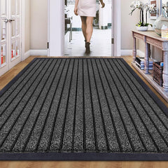1pc Indoor/Outdoor Rug – 7 Stripe Polypropylene Woven Design with PVC Rubber Back – Heavy-Duty, Waterproof, Non-Slip Dirt-Grabber – Ideal for Entrance, Hallway, Kitchen, Living Room & High-Traffic Areas