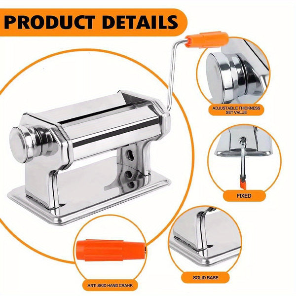 22 X 20.8 X 15.5 Cm Stainless Steel Adjustable Pasta Maker Machine Lasagne Spaghetti Ravioli Cutter
