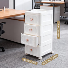 Mobile Storage Cabinet with Drawers, Slim Rolling Storage Unit for Bathroom, Bedroom, Living Room, Freestanding Organiser for Toiletries, Cosmetics & Household Items, 3/4 Layers Storage Cabinet