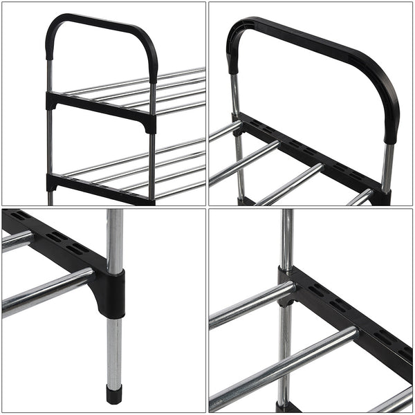 6-Tier Shoe Rack Stand Space-Saving 6 Layers Shoe Storage Shelf Metal Shelving Unit Footwear Organizer Up to 18 Pairs, Shoe Rack for Hallway, Entryway, Living Room, Bedroom