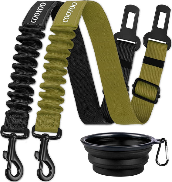 COOYOO Dog Seat Belt,3 Piece Set Retractable Dog Car Harness Adjustable Dog Seat Belt for Vehicle Nylon Pet Safety Seat Belts Heavy Duty & Elastic