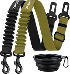 COOYOO Dog Seat Belt,3 Piece Set Retractable Dog Car Harness Adjustable Dog Seat Belt for Vehicle Nylon Pet Safety Seat Belts Heavy Duty & Elastic