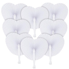 30pcs White Heart Shaped Folding Accordion Paper Fans for Wedding Celebrations, Party Decorations and DIY Painting