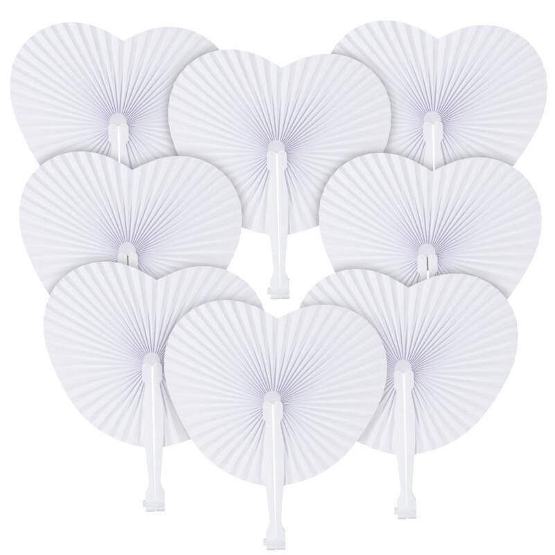 30pcs White Heart Shaped Folding Accordion Paper Fans for Wedding Celebrations, Party Decorations and DIY Painting