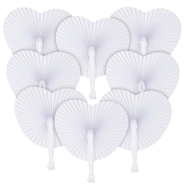 30pcs White Heart Shaped Folding Accordion Paper Fans for Wedding Celebrations, Party Decorations and DIY Painting