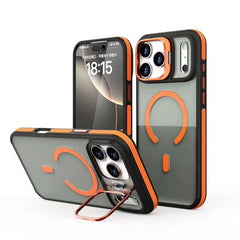 Phone Case: New Unique Flip Bracket Metal Bracket Color Anti Slip Protection Phone Case for iPhone 17 Air 16 15 14 13 12 11 Pro Max Plus Frosted Matte Translucent Black Shockproof Hard Cover Strong Magnetic Wireless