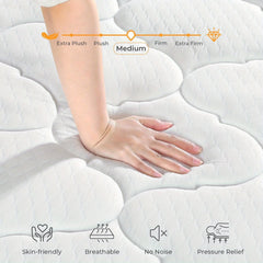 10-Inch Hybrid Pocket Spring Mattress Designed for Pressure Relief And Motion Isolation, Medium-Firm, Delivered in a Box.