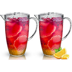 Clear Plastic Jugs 2 Litre - Plastic Jug with Lid and Vented Spout, Large Pitcher Jug for Picnics, BBQ, Cocktails, Indoor/Outdoor use, Water Jug