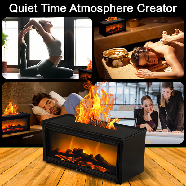 3D Flame Aromatherapy Diffuser, 7 Color Dimmable with Remote Control, Ultra Quiet Humidification, Timer & Auto Shut-Off, Ideal for Yoga Meditation Bedroom Living Room